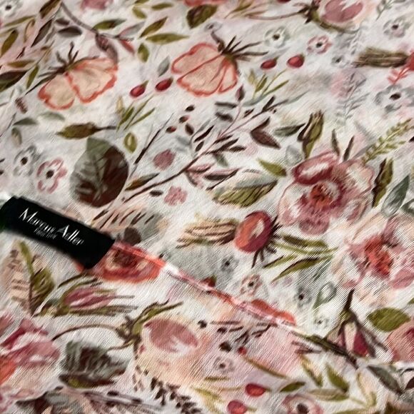 Marcus Adler New York Floral Large White Fashion Scarf with Frayed Edges- OS - Picture 11 of 14